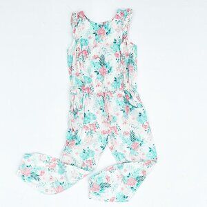 Purebaby Pink And Teal Sleeveless Jumpsuit